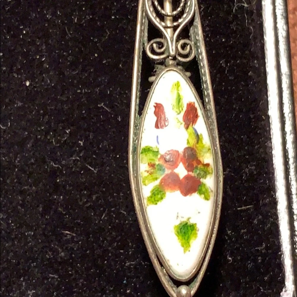 Handmade in USSR filigree hand-painted earrings - Picture 3 of 12